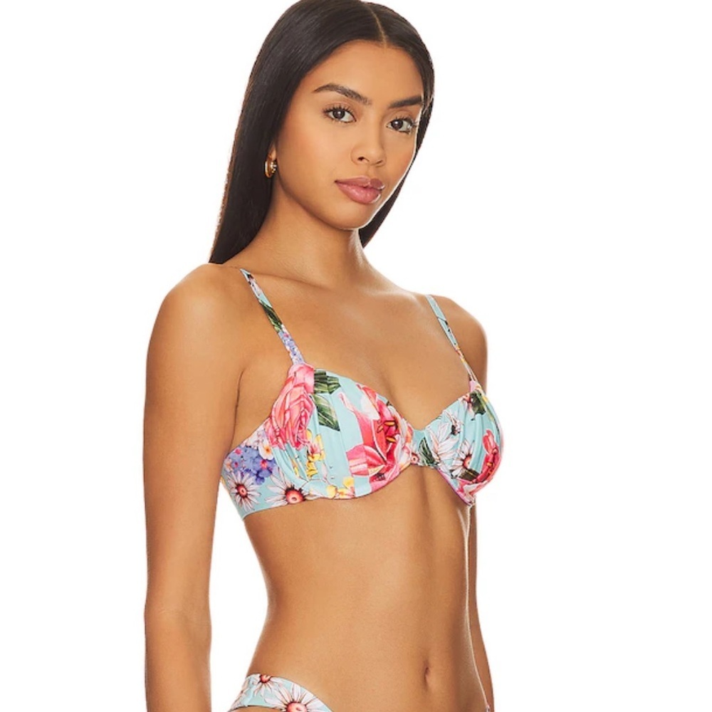 Agua Bendita REVOLVE Karin Underwire Top Aqua Floral Print bikini swimsuit M - Picture 2 of 8